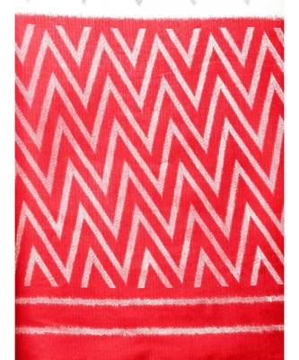 red Printed poly silk saree with blouse 5