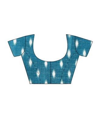 blue Printed poly silk saree with blouse 3