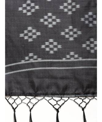 black Printed poly silk saree with blouse 4