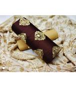 Brown Embroidered Cotton Unstitched Salwar With Dupatta