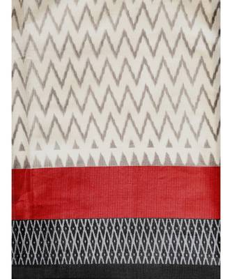 red Printed poly silk saree with blouse 4