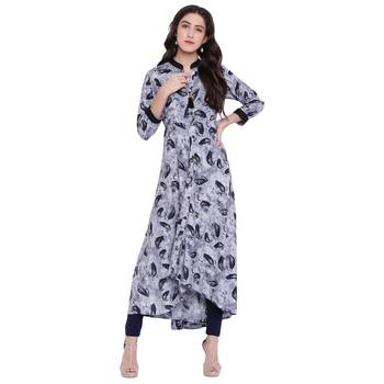 Grey printed rayon kurtasandkurtis 1