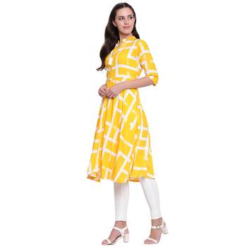 Yellow printed rayon kurtasandkurtis 3