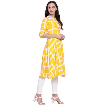 Yellow printed rayon kurtasandkurtis 4