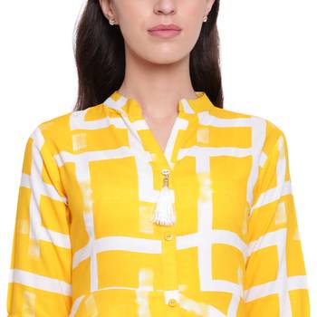 Yellow printed rayon kurtasandkurtis 5