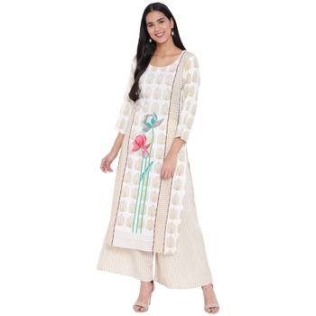 Offwhite printed rayon kurta with palazzo 1