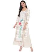 Offwhite printed rayon kurta with palazzo