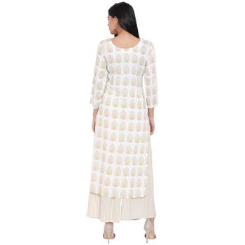 Offwhite printed rayon kurta with palazzo 2