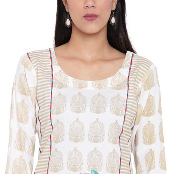 Offwhite printed rayon kurta with palazzo 5