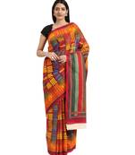 multicolor Printed cotton saree with blouse