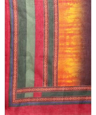 multicolor Printed cotton saree with blouse 4