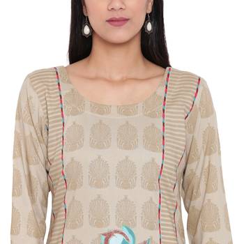 Beige printed rayon kurta with palazzo 5