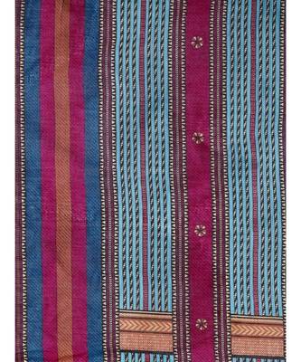 blue Printed cotton saree with blouse 4