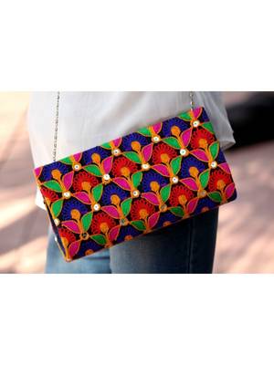 Bagzvela Multicolored Kutch Embroidered Clutch 2