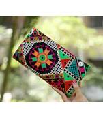 Bagzvela Black Base Multicolored Kutch Embroidered Clutch