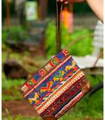 Multicolor Hand Embroidered Banjara Zip Pouches With Leather On Flaps From Rajasthan -Pattern1