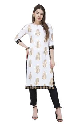 White printed rayon combo-kurtis 1