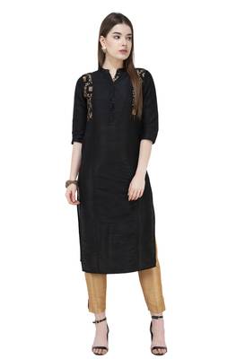 Black printed art silk combo-kurtis 1