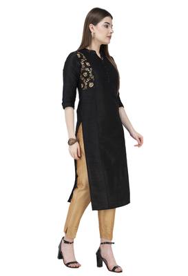 Black printed art silk combo-kurtis 2