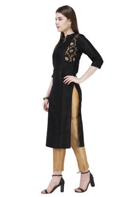 Black printed art silk combo-kurtis 3
