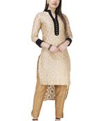 Light-gold printed art silk combo-kurtis