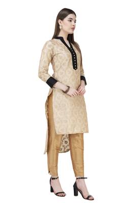 Light-gold printed art silk combo-kurtis 2