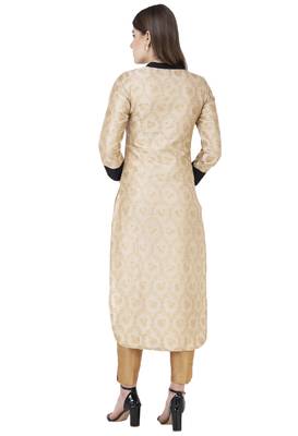 Light-gold printed art silk combo-kurtis 4