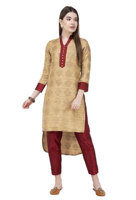 Antique-gold printed art silk combo-kurtis 1
