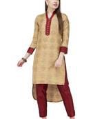 Antique-gold printed art silk combo-kurtis