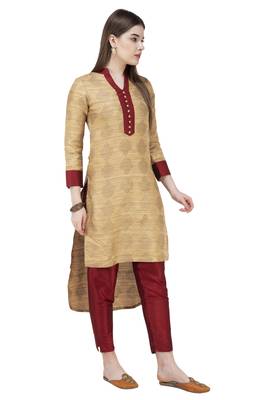 Antique-gold printed art silk combo-kurtis 2