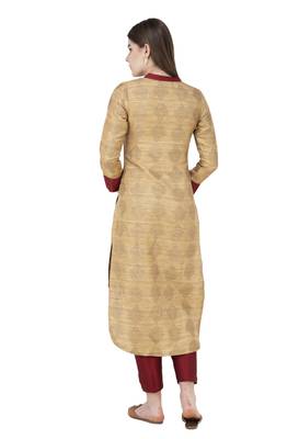 Antique-gold printed art silk combo-kurtis 4