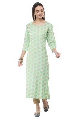 Green printed rayon combo-kurtis 1