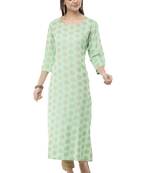Green printed rayon combo-kurtis
