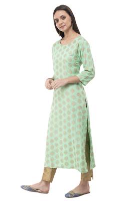 Green printed rayon combo-kurtis 2