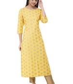 Yellow printed rayon combo-kurtis