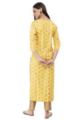 Yellow printed rayon combo-kurtis 4