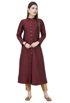 Mahroon plain Art silk Kurtis 1