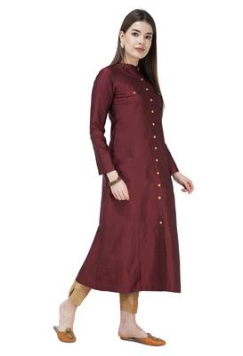 Mahroon plain Art silk Kurtis 2