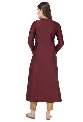Mahroon plain Art silk Kurtis 4