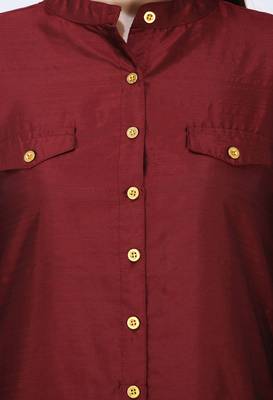 Mahroon plain Art silk Kurtis 5