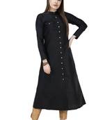 Black plain polyester silk-kurtis