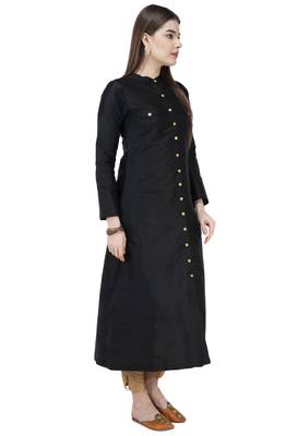 Black plain polyester silk-kurtis 2