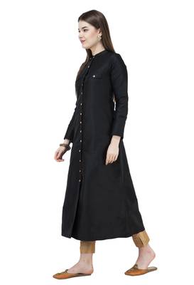 Black plain polyester silk-kurtis 3