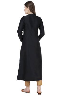 Black plain polyester silk-kurtis 4