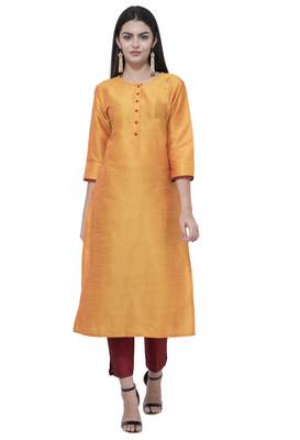 Dark-antique-gold plain art silk combo-kurtis 1