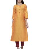 Dark-antique-gold plain art silk combo-kurtis