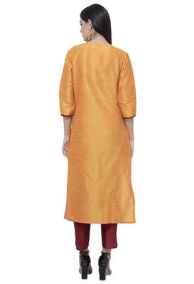 Dark-antique-gold plain art silk combo-kurtis 5