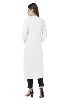 White plain rayon long-kurtis 4