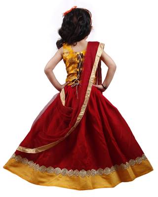 Maroon lace silk stitched lehenga 2