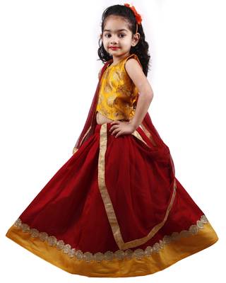 Maroon lace silk stitched lehenga 3